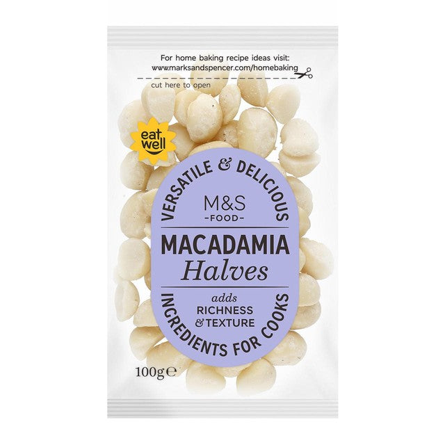 M&S macadamia nut halves 100g, imported from the UK