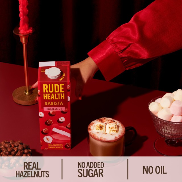 Rude Health hazelnut barista drink, imported from the UK