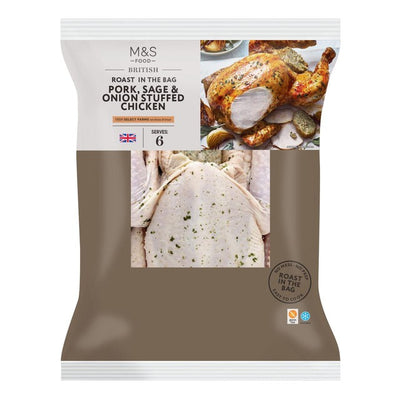M&S M&S دجاجة كاملة بريطانية جاهزة للطهي محشوة بلحم الخنزير والزعتر والبصل 2.55 كجم - اشترِ عبر الإنترنت من McGrocer