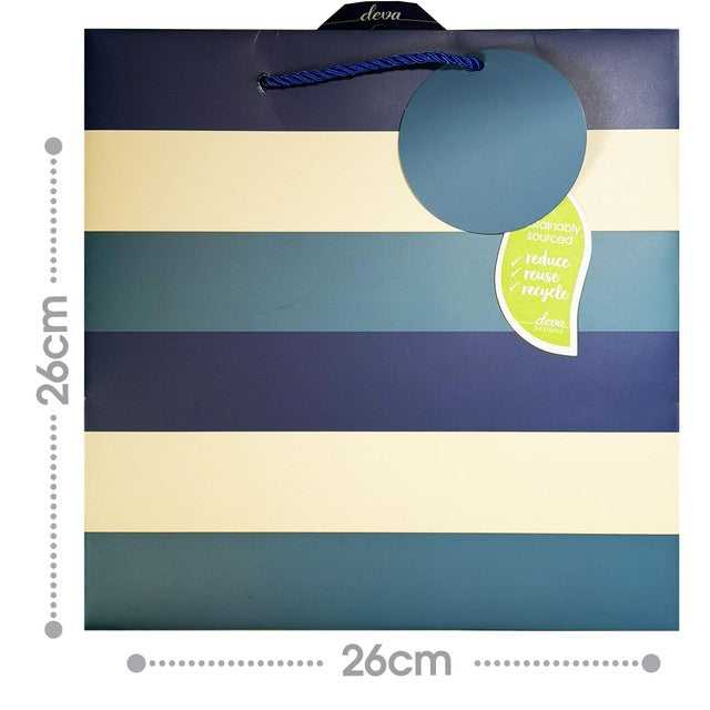 Deva blue striped square gift bag medium size (British brand)
