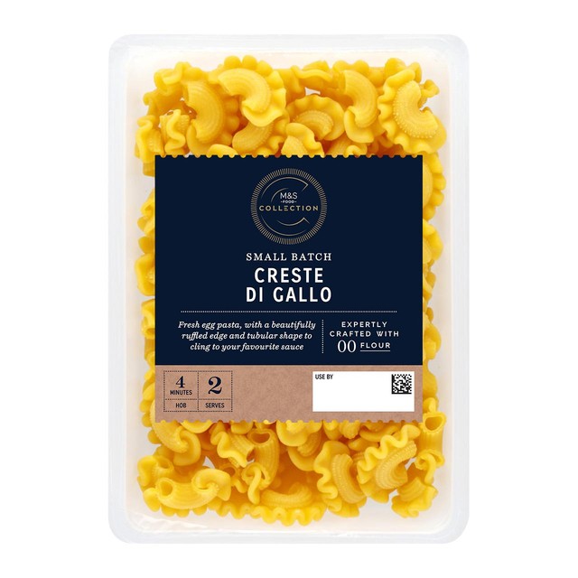 M&S fresh egg pasta Creste di Gallo 250g, imported from the UK