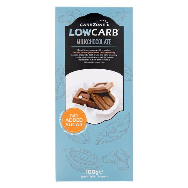 Carbzone low carb milk chocolate bar 100g - British product