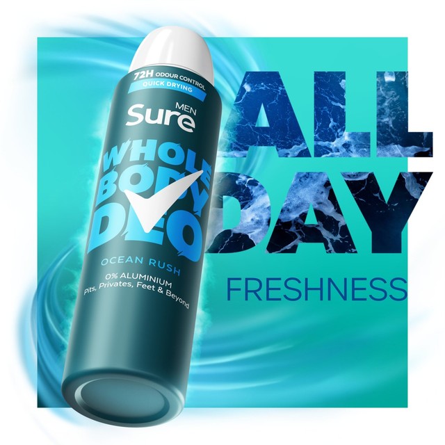 Sure Men Ocean Rush whole body deodorant spray 150ml (British brand)