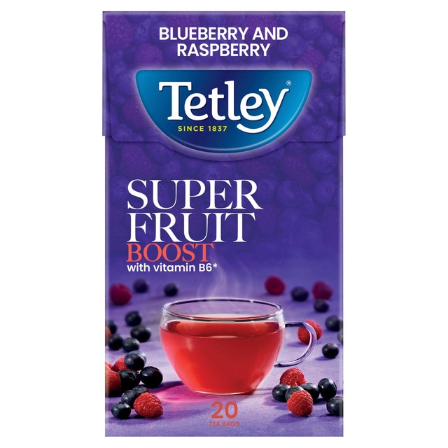 Tetley Super Fruit Tea Blueberry Raspberry 20 bags (British brand)