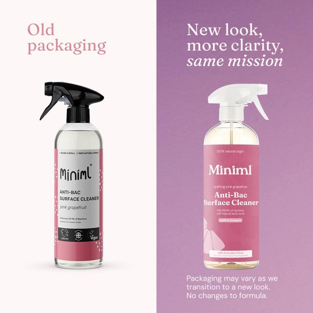 Miniml Pink Grapefruit Anti-Bac Surface Cleaner 750ml, imported from the UK