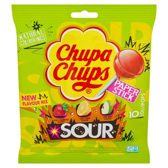 Chupa Chups sour lollipops fruit mix 10 pack - British product