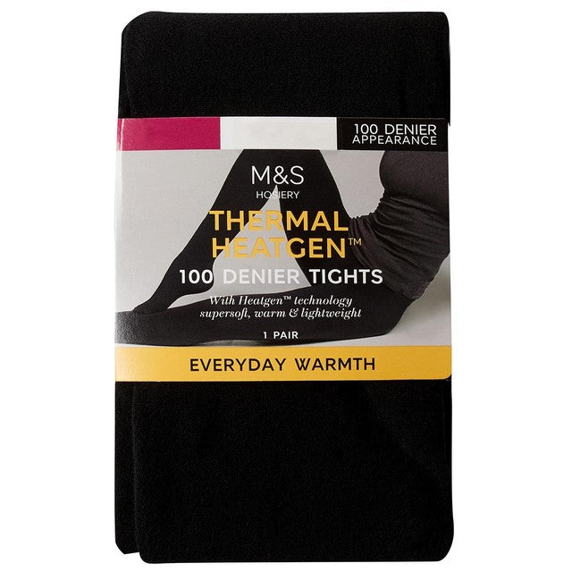 M&S Women's 100 Denier Thermal Heatgen Opaque Tights, size L, imported from the UK