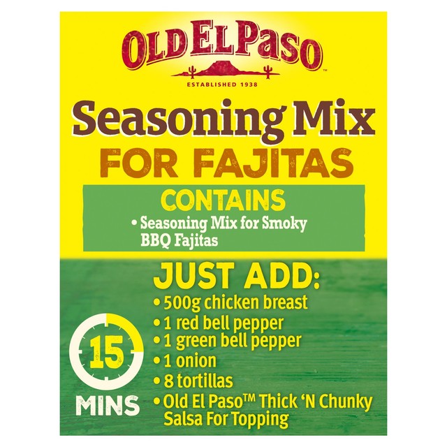 Old El Paso smoky BBQ fajita seasoning mix 35g, imported from the UK