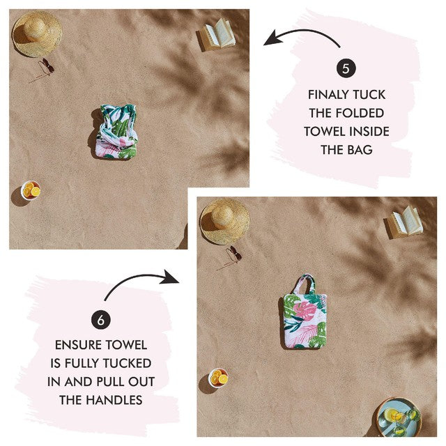 Catherine Lansfield tropical palm beach towel set with bag - British product