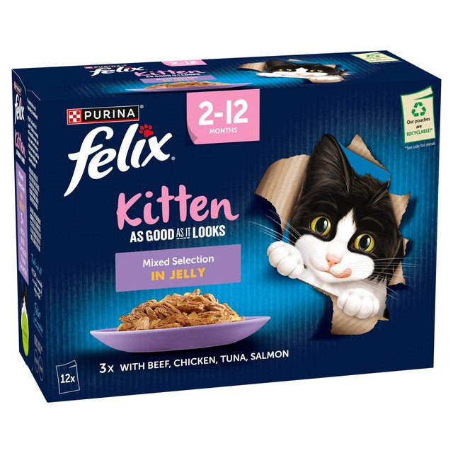 Felix kitten jelly wet cat food 12x85g pouches - British product