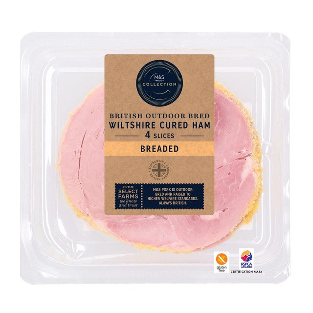 M&S Wiltshire cured breaded ham slices 120g, imported from the UK