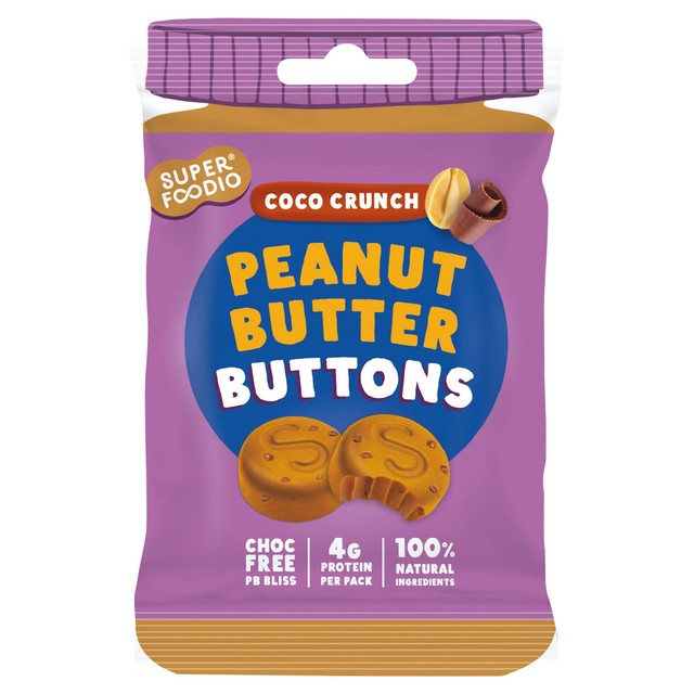 Superfoodio Coco Crunch Peanut Butter Buttons 20g (British brand)