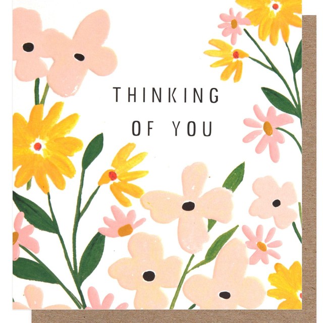 Caroline Gardner floral thinking of you greeting card, imported from the UK
