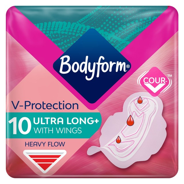 Bodyform ultra long sanitary towels with wings 10 pack - British product