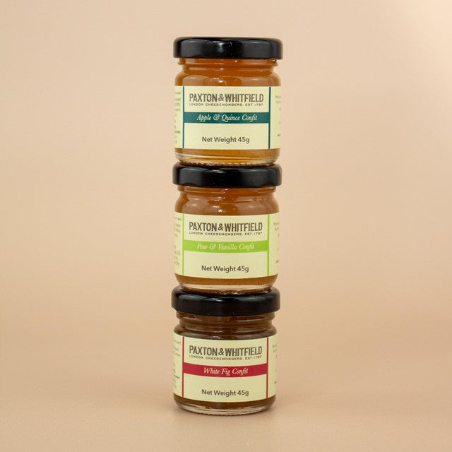 Paxton & Whitfield trio of mini confits 135g, imported from the UK