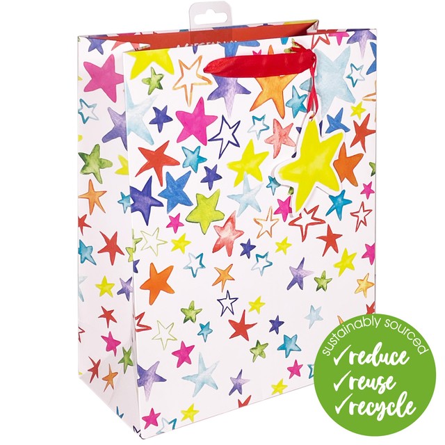 Deva Designs Painted Stars Large Gift Bag, imported from the UK