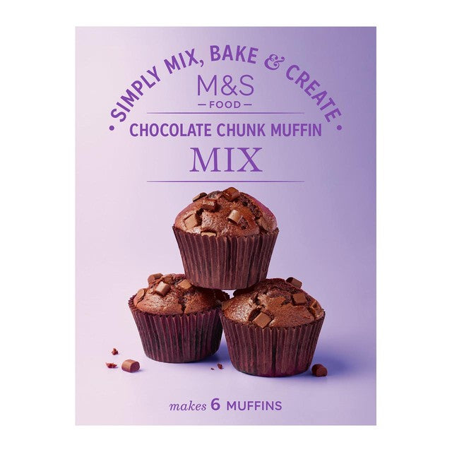 M&S chocolate muffin mix box with dark chocolate chunks - British product