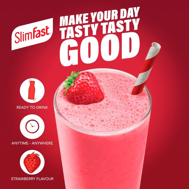 Slim Fast Strawberry Protein Shake 4 x 325ml (British brand)