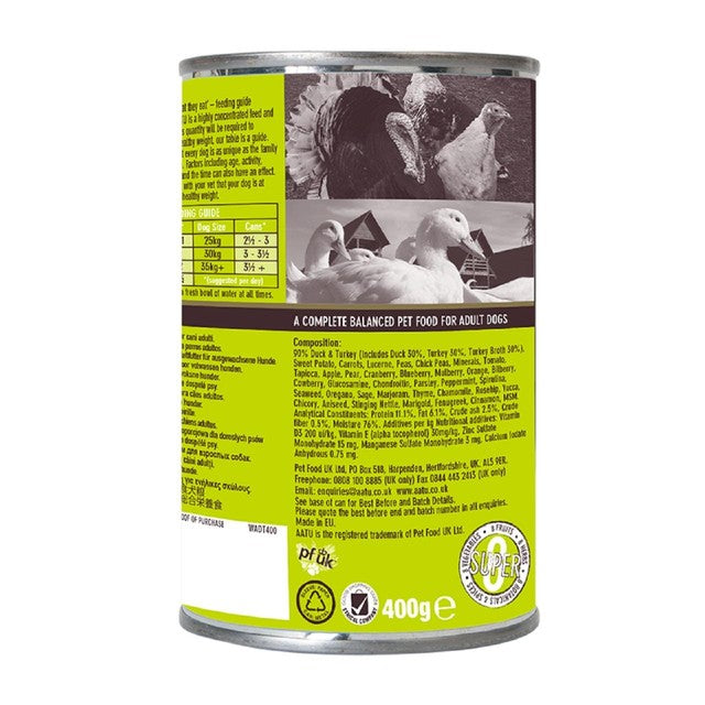 AATU Adult Duck and Turkey wet dog food 6x400g - British product
