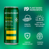 Medahuman Greens Superblend mango and pineapple wellness drink (British brand)