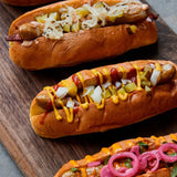 Rare & Pasture nitrate free pork hot dogs, imported from the UK