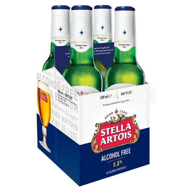 Stella Artois alcohol-free lager beer 4 x 330ml (British brand)