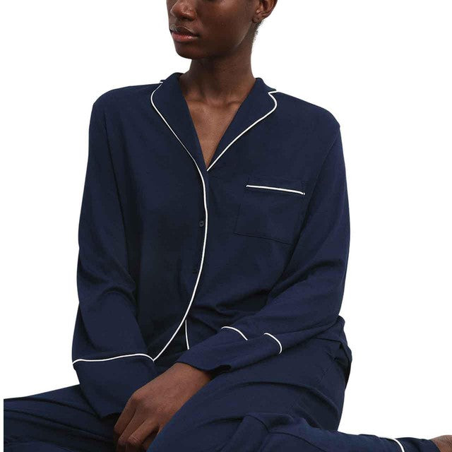 Autograph Women's Cotton Modal Revere Pyjamas Navy XL, imported from the UK
