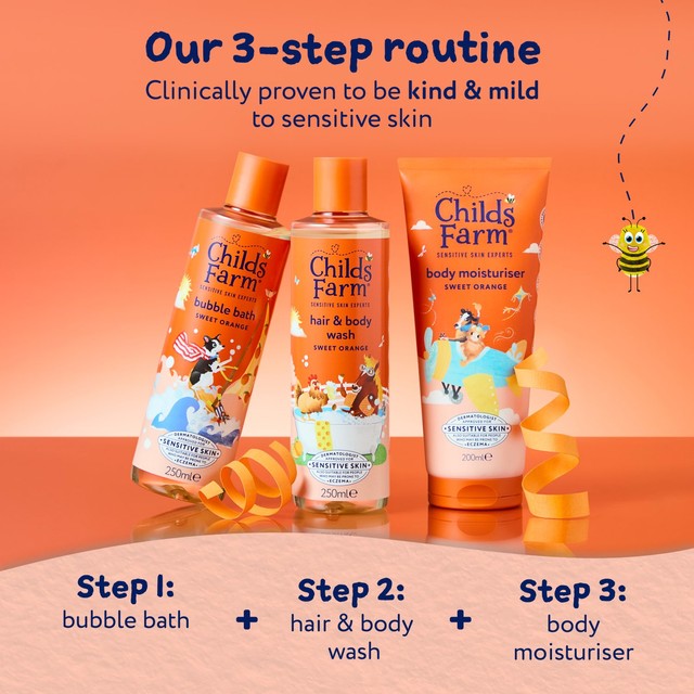 Childs Farm Sweet Orange Bubble Bath, imported from the UK
