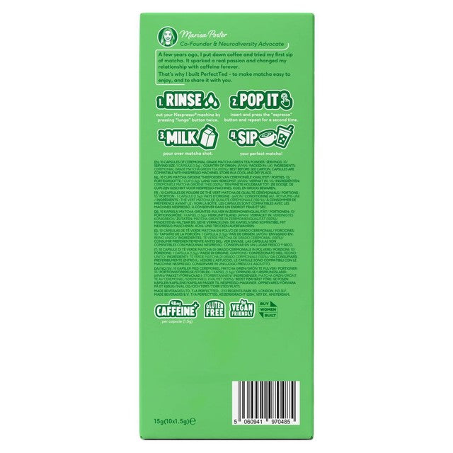 Perfect Ted Original Matcha Pods 10 pods, imported from the UK