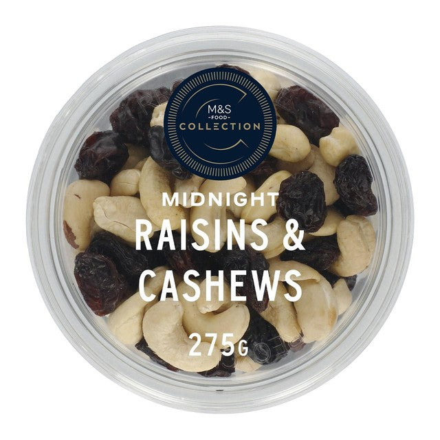 M&S Collection Midnight Raisins & Cashews 275g, imported from the UK