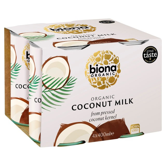 Biona organic coconut milk 4 x 400ml - British product