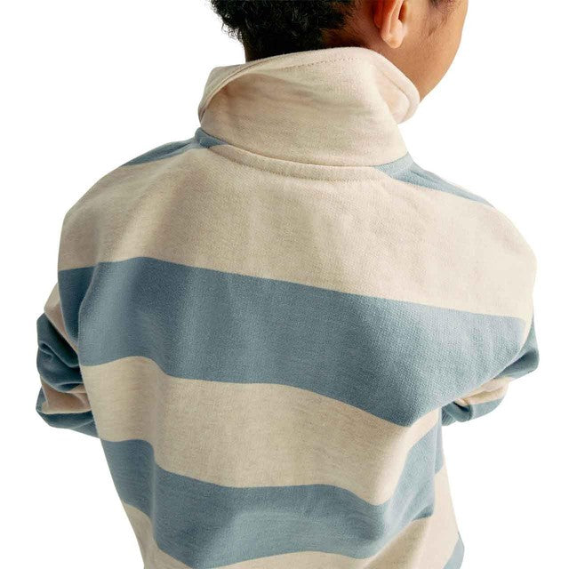 M&S blue striped rugby sweatshirt for ages 6-7, imported from the UK