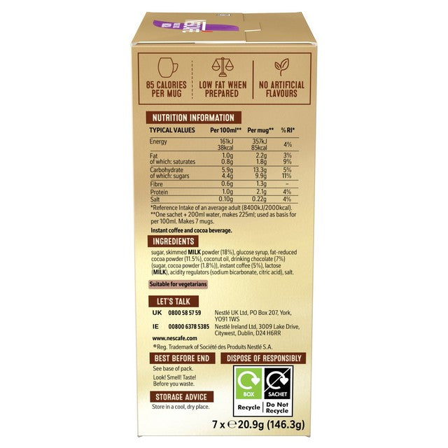 Nescafe Double Choc Mocha instant coffee 7 sachets, imported from the UK