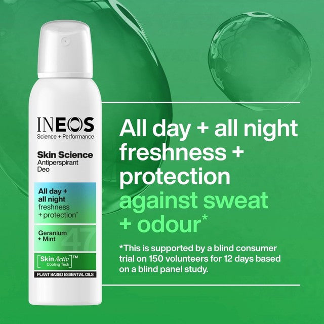 INEOS antiperspirant deodorant spray Geranium & Mint 200ml, UK version
