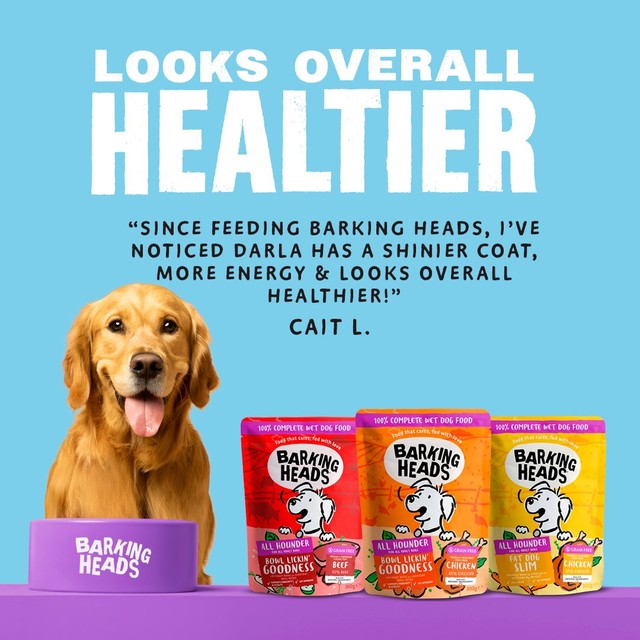 Barking Heads dog food wet pouches variety pack 6x300g - British product