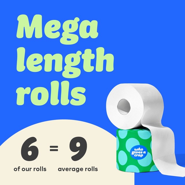 Who Gives a Crap recycled toilet paper Classic Soft mega rolls 6 pack (British brand)