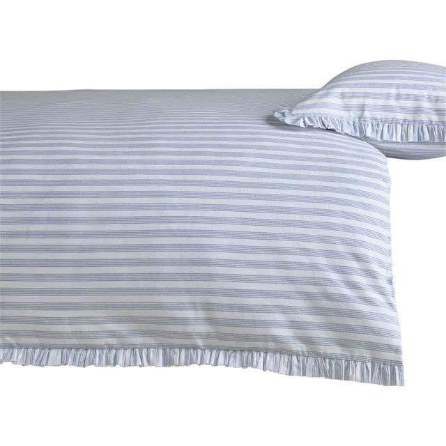 M&S striped ruffle bedding super king blue mix - British product