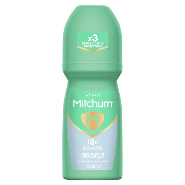 Mitchum Unscented Roll-On Deodorant 100ml, imported from the UK
