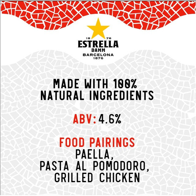 Estrella Damm premium lager 4 x 330ml bottles - British product