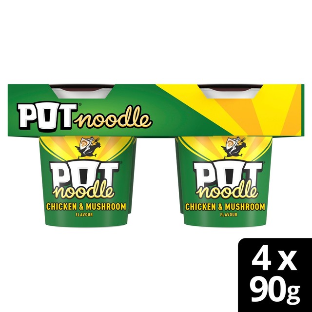Pot Noodle chicken mushroom instant noodle pot 4 pack, imported from the UK