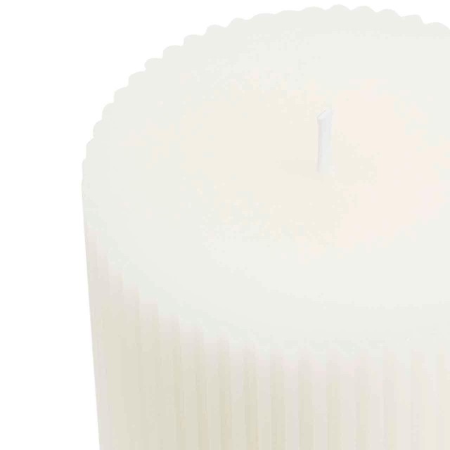 M&S ridged pillar candle white (British brand)