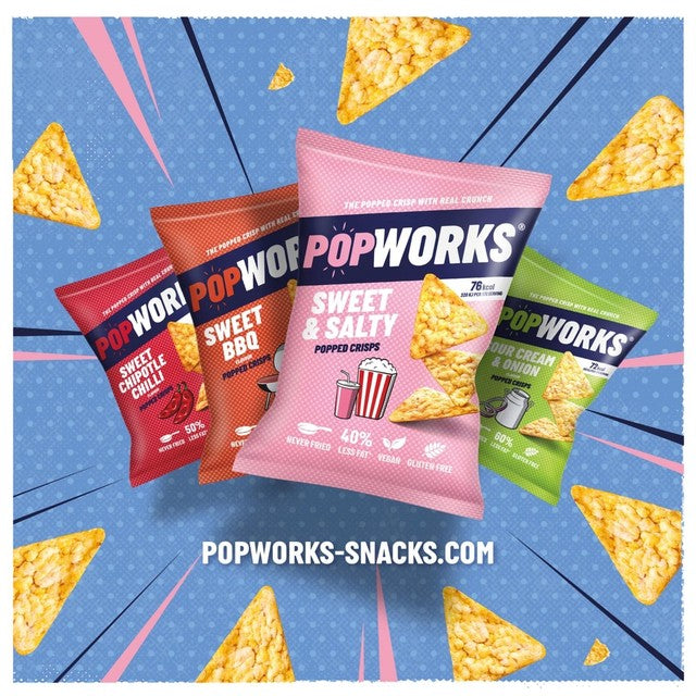 Popworks Sweet BBQ popped crisps 85g, imported from the UK