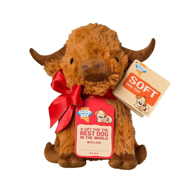 Good Boy highland cow dog plush toy, UK version