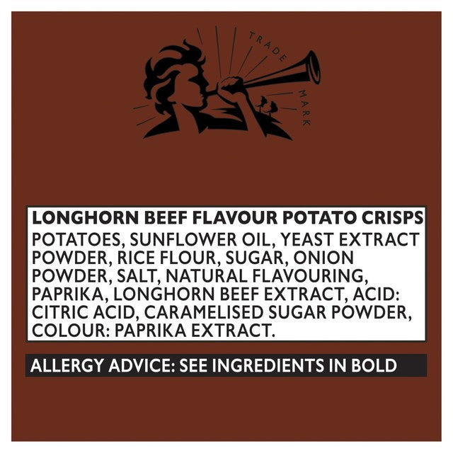 Pipers Longhorn Beef flavour sharing crisps 150g, imported from the UK