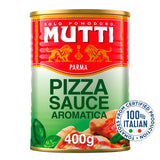 Mutti basil and oregano pizza sauce can, UK version