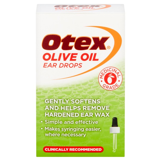 Otex olive oil ear drops, imported from the UK