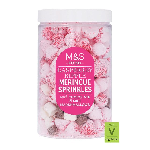 M&S Raspberry Ripple Meringue Sprinkles 70g, imported from the UK