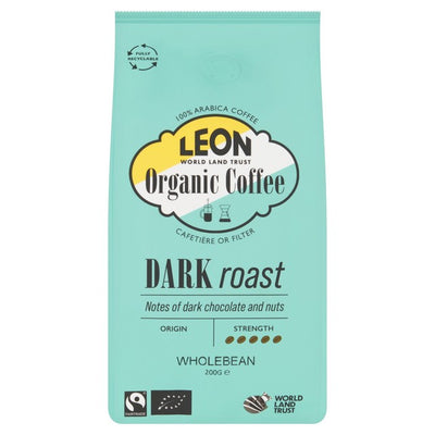M&S LEON Dark Roast Organic Fairtrade Coffee Beans 200g- Buy online at McGrocer