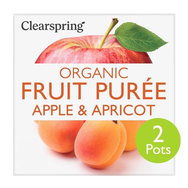 Clearspring organic apple & apricot fruit purée dessert 2 x 100g - British product