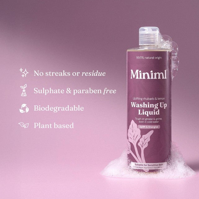 Miniml Rhubarb & Lemon washing up liquid 1L, imported from the UK